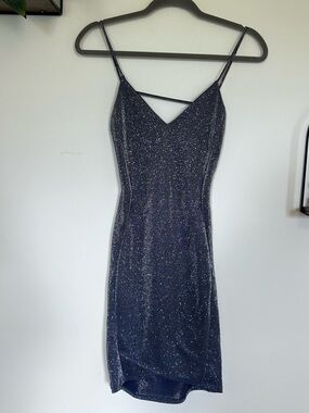 Windsor V Neck Open Strappy Back Sleeveless Glittery Sparkly‎ Mini Dress Small